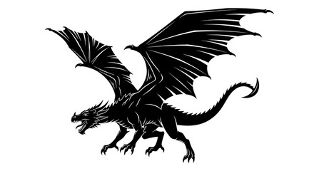 Obraz premium Fierce dragon with sharp claws and wings spread wide in aggressive stance