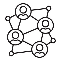 Social Network Connection Icon &ndash; People Community Communication Line Vector