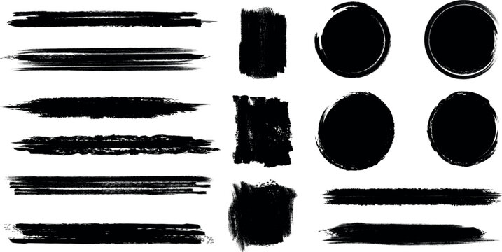 A collection of black brush strokes and grunge brush stoke