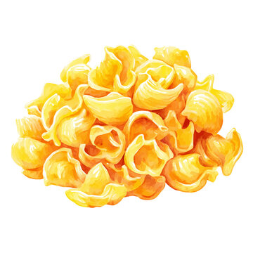 Watercolor-style vector illustration of Mac And Cheese, isolated on a clean white background.