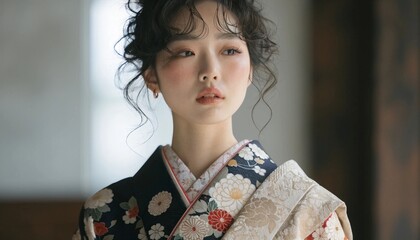 Close-Up Portrait of Woman in Traditional Kimono - 5