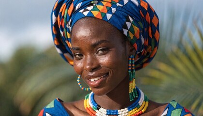 Close-Up Portrait of Young Woman in Traditional Outfit Outdoors - 1