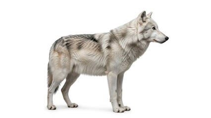 Obraz premium Gray wolf isolated on white background