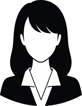 Black and white illustration of a woman isolated on transparent background