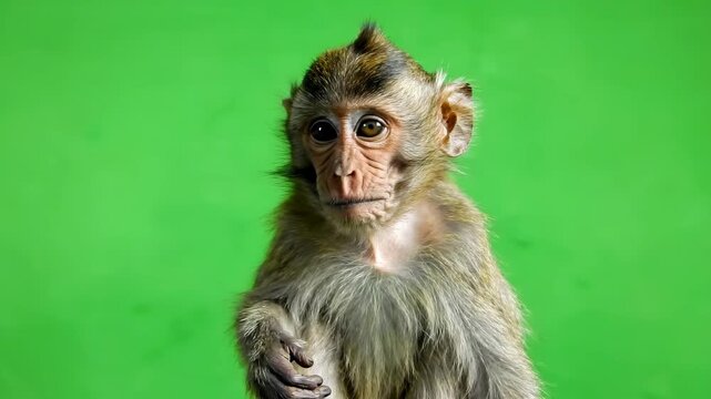 Baby monkey on green screen