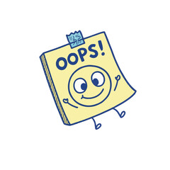 Adhesive Sticky Note Character Falling With Oops Text Representing Mistake Recovery And Feedback