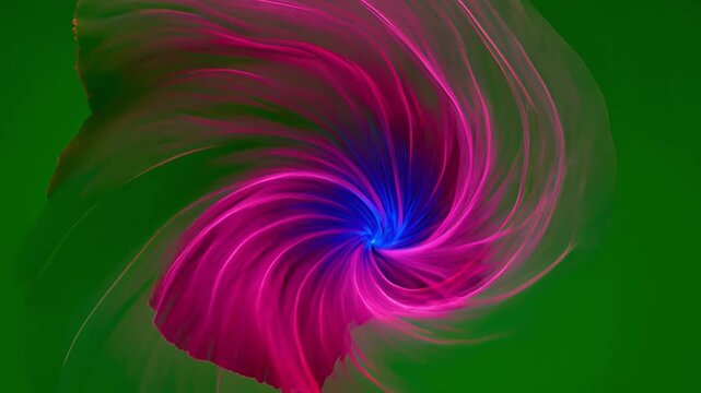 Abstract swirl of vibrant pink and green colors with smooth flowing motion in a dynamic artistic design for modern backgrounds