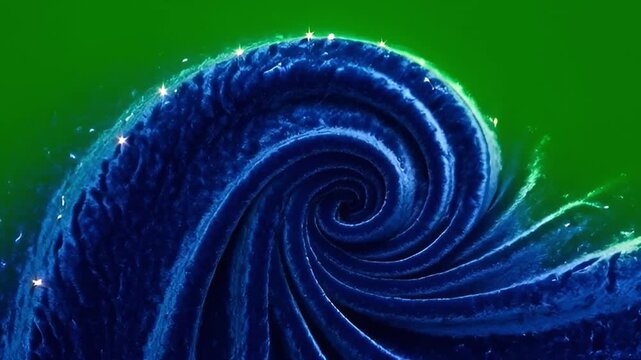 Swirling Blue Abstract Design with Sparkling Accents against Green Background for Modern Art Concepts