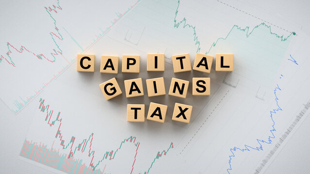 Capital Gains Tax Concept with Wooden Letter Tiles 3D render
