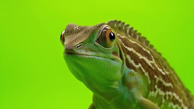 Close-Up View of a Green Lizard's Eye with Intricate Textures and Colors in Nature