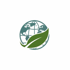 Obraz premium Eco-friendly globe with green leaf symbol representing environmental care.