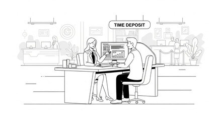 Man Sitting at Office Desk.