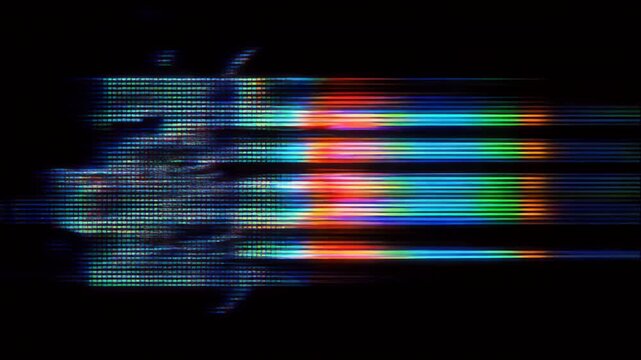 Glitchy Red Lines Overlay with Digital Error Effect on Black Background