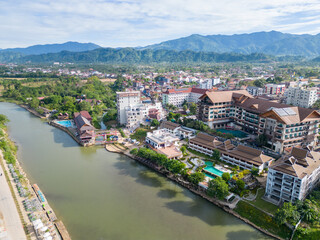 Aerial view of the Vangvieng 