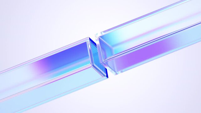 Abstract glass shapes rotating on a light background, 4k seamless loop 3d animation