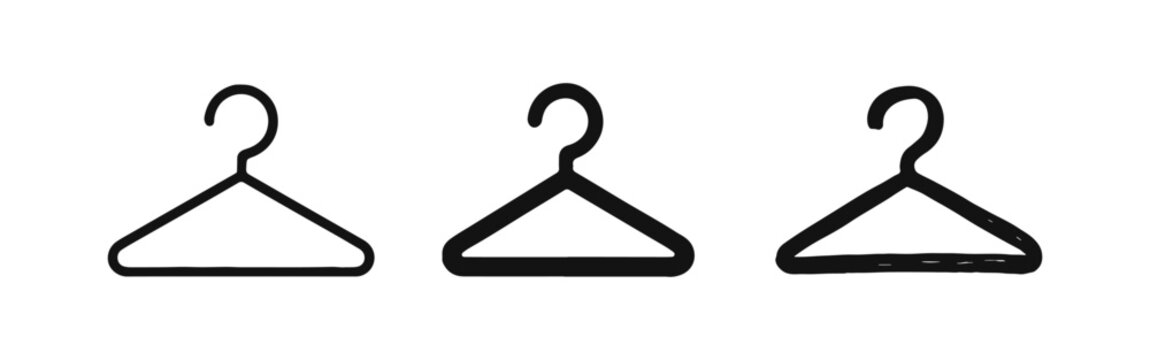 Clothes Hanger Icon Set - Wardrobe and Laundry Accessories for Fashion and Storage.