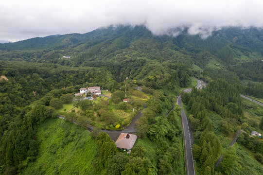 Aerial view of Naruko Gorge, Miyagi Prefecture, Japan