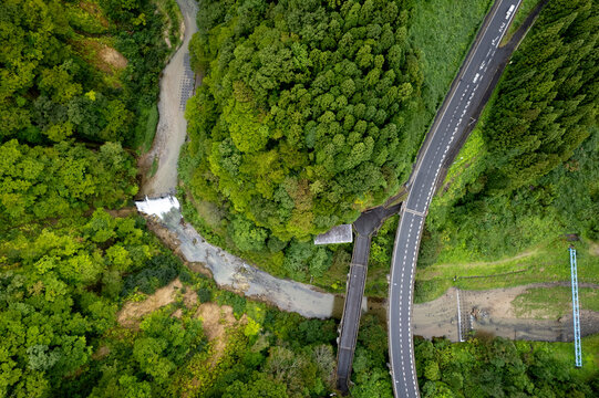 Aerial view of Naruko Gorge, Miyagi Prefecture, Japan