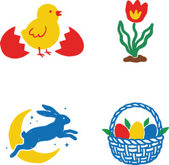 Playful Neo-Minimalist Easter Spring Doodle Collection