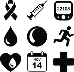 Fototapeta premium World Diabetes Day Icons