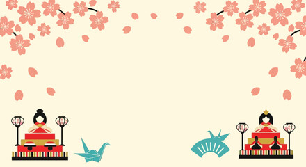 Fototapeta premium Vibrant Japanese geisha under blooming cherry blossoms with traditional lanterns and origami