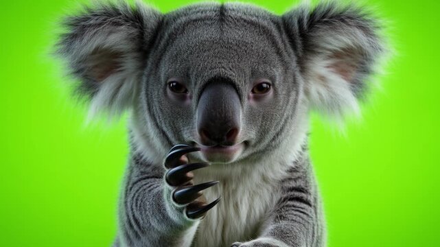 Sleepy Koala Relaxing on a Branch Surrounded by Vibrant Green Background