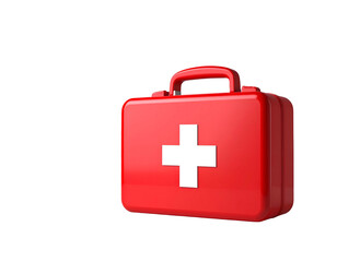 Obraz premium Red medical aid case with white cross symbol on black