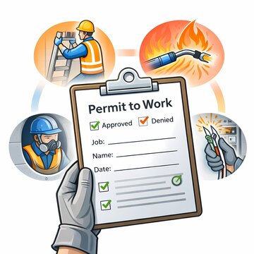Permit to Work System Illustration with Safety Approval for High Risk Industrial Tasks