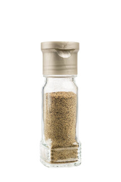 Glass pepper shaker with lid, isolated on transparent background. PNG image.