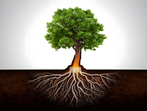 Tree Root System Underground Foundation Growth Concept