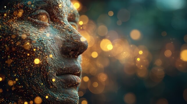 Translucent Human Head with Glowing Neural Pathways