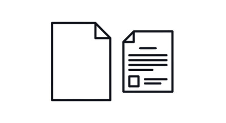 Two documents depicted in a minimal black outline silhouette