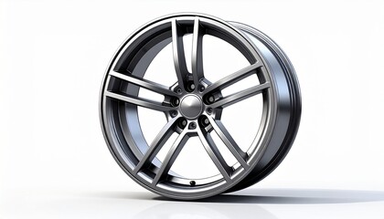 Obraz premium Clean Detailed View of a Modern Silver Alloy Wheel with Multi-Spoke Design, Capturing Automotive Elegance and Performance, Ideal for Vehicle Enthusiasts and Industry Promotion