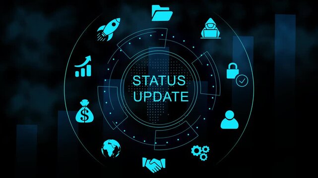 Futuristic Status Update Dashboard Interface Technology, Internet and network concept, Tech Performance Panel , Digital Data Circular Analytics Graph 4K video animation