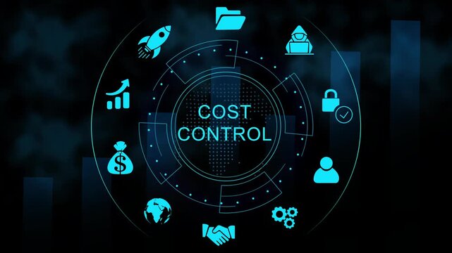 Futuristic Cost Control Dashboard Interface Technology, Internet and network concept, Tech Performance Panel , Digital Data Analytic HUD graph background animation video