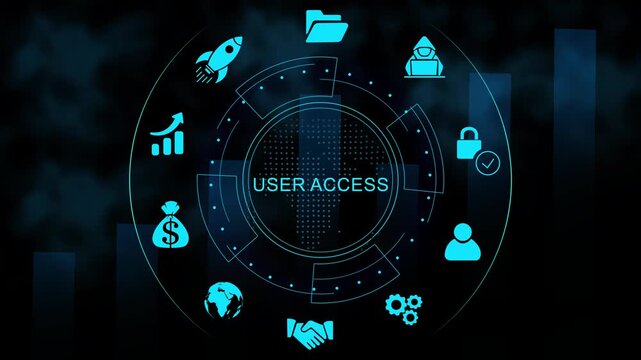 Futuristic User Access Dashboard Interface Technology, Internet and network concept, Tech Performance Panel , Digital Data Analytic HUD glowing 4k graph background animation video
