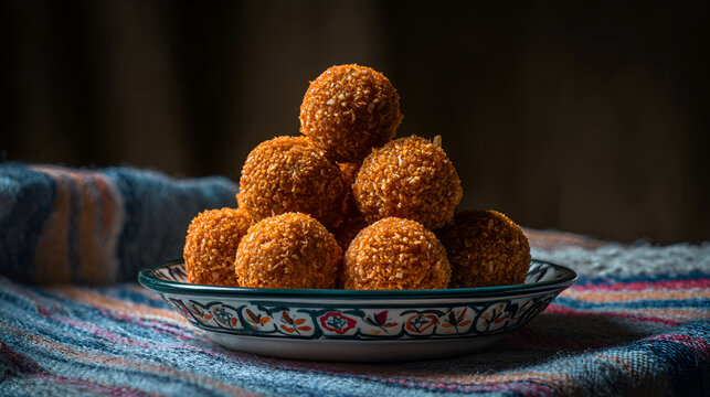 Moong Dal Laddu - Traditional Indian Sweet on Plate