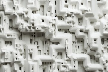 White layered topographic abstract geometric 3d surface