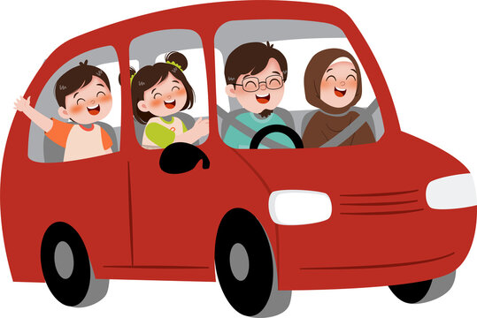 Family travelling with car