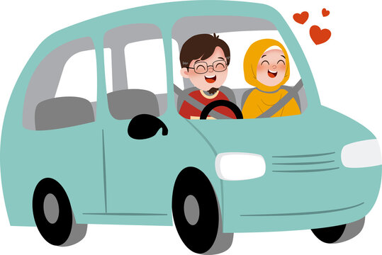 Family travelling with car