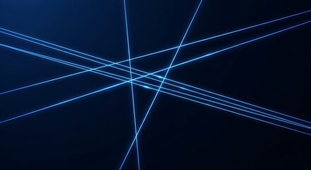 Glowing blue laser beams intersect in dark space with futuristic ambiance