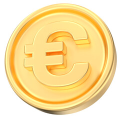 Obraz premium Vibrant 3D rendered golden Euro coin, representing currency, investment, prosperity, and global financial markets.