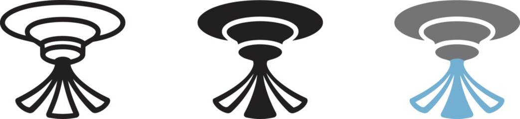 Stylized abstract alien spaceship or flying saucer hovering above ground with legs © fay009