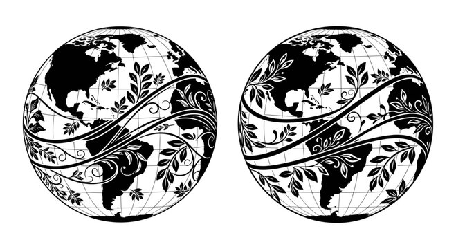 Illustration of earth's magnetic field lines and van allen radiation belts around the planet Vector, illustration