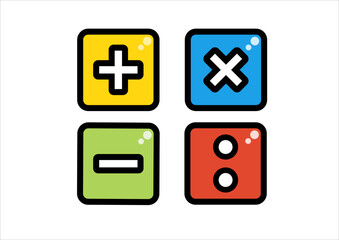 Obraz premium Calculation box. Addition, Subtraction, Multiplication, Division. Mathematical symbols