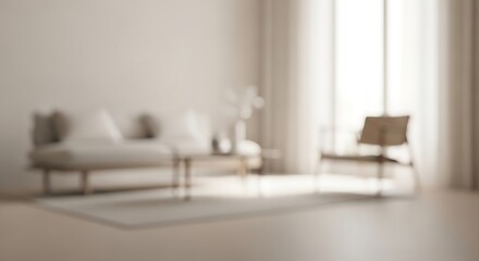 Blurry interior scene with modern sofa and chair in bright living room