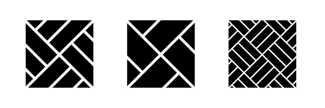 Wood parquet icon, floor tile background