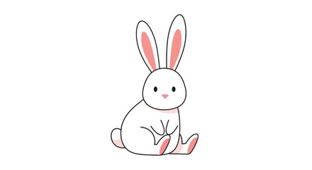 Obraz premium Cartoon depiction of a rabbit in a sitting position with long ears and pink interior against a white background