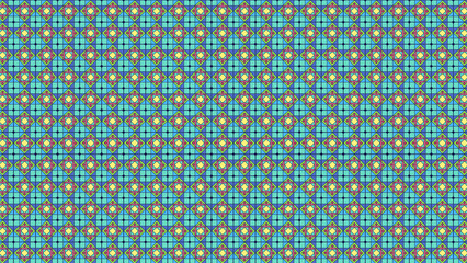 Vibrant geometric pattern with colorful tiles and shapes