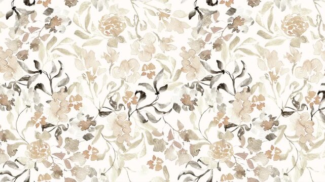 Vintage Beige Watercolor Flower Texture &ndash;  Seamless Animated Pattern